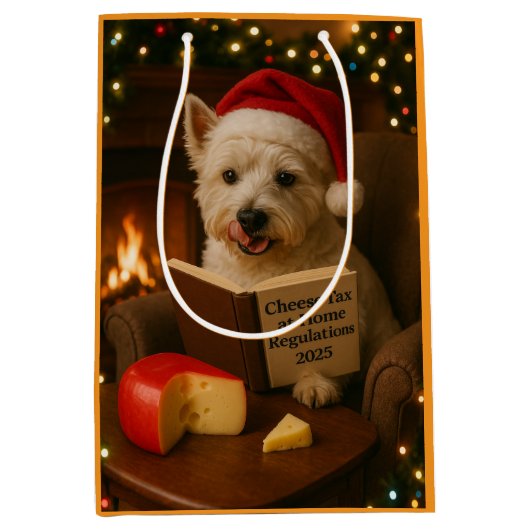 West highland Terrier Kerstcadeautas Medium Cadeauzakje (Voorkant)
