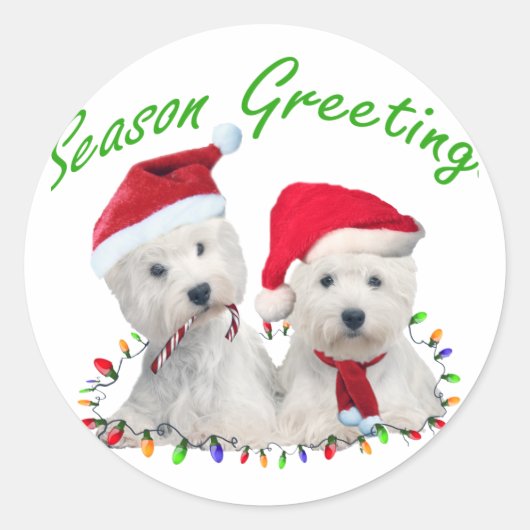 West Highland Terrier kerstparals Ronde Sticker (Voorkant)