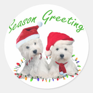West Highland Terrier kerstparals Ronde Sticker