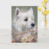 West Highland terrier parmi les cartes roses (Fleur jaune)