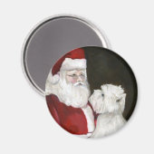 "West Highland Terrier & Père Noël" Dog Art Magnet (Recto/Verso)