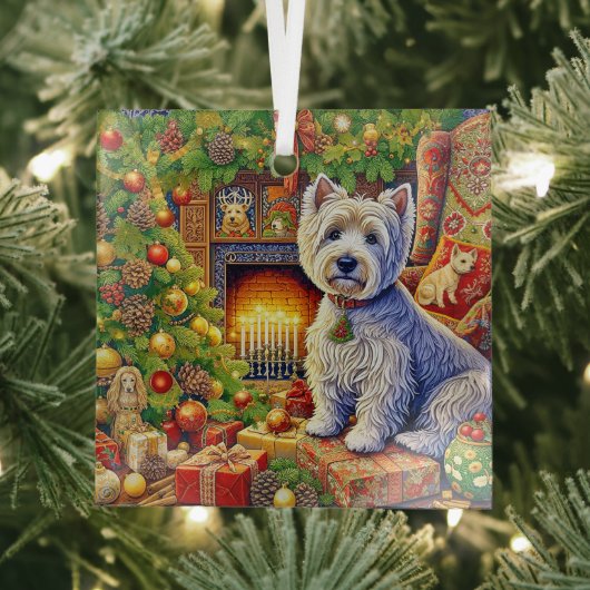 West Highland Terrier-sieraad Glas Ornament (Insitu)