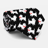 West Highland Terriers in Red Bowties Funny Stropdas (Opgerold)