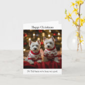 West Highland Terriers Kerst Kaart (Gele Bloem)
