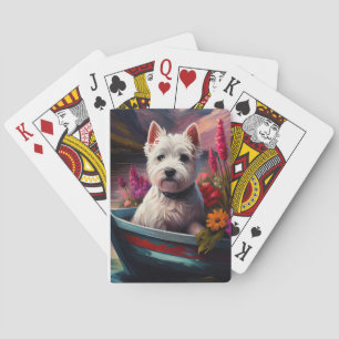 West Highland White Terrier aan boord Pokerkaarten