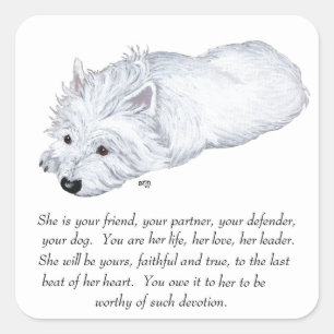 West Highland White Terrier Aandenken Vierkante Sticker