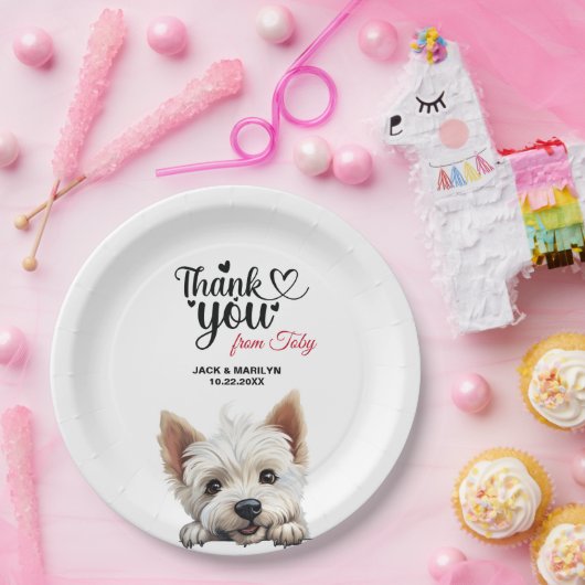 West Highland White Terrier Bruiloft Dank u Papieren Bordje (Feest)