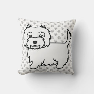 West Highland White Terrier Cartoon Dog & Paws Kussen