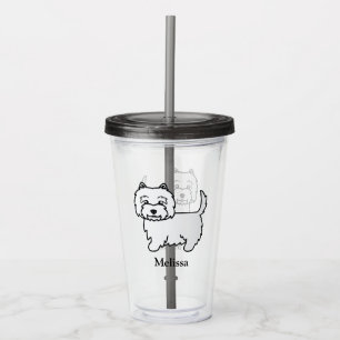 West Highland White Terrier Cartoon Hond & Naam Acryl Drinkbeker