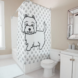 West Highland White Terrier Cartoon Hond & Pootafd Douchegordijn