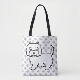 West Highland White Terrier Cartoon Hond & Pootafd Draagtas