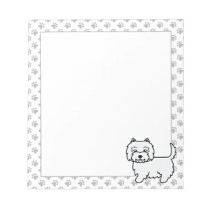 West Highland White Terrier Cartoon Hond & Pootafd Notitieblok