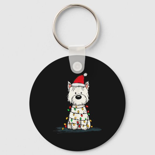 West Highland White Terrier Christmas Graphics Dog Sleutelhanger (Voorkant)