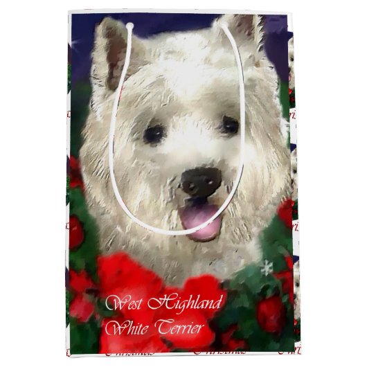West Highland White Terrier Christmas Medium Cadeauzakje (Voorkant)