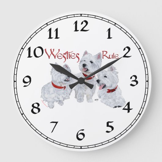 West Highland White Terrier Clock Grote Klok (Voorkant)