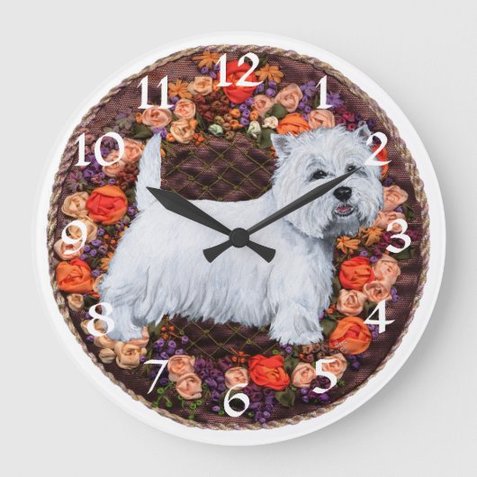 West Highland White Terrier Clock Grote Klok (Voorkant)