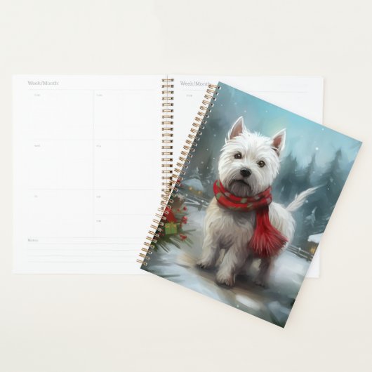 West Highland White Terrier Dog dans la neige Noël (Devant avec enveloppe)