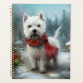 West Highland White Terrier Dog dans la neige Noël (Devant)