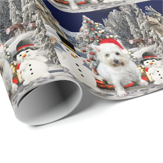 West Highland White Terrier Dog Snow Christmas-Pet Cadeaupapier (Rol Hoek)