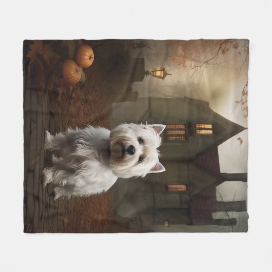West Highland White Terrier Halloween Scary Fleece Deken (Voorkant (Horizontaal))