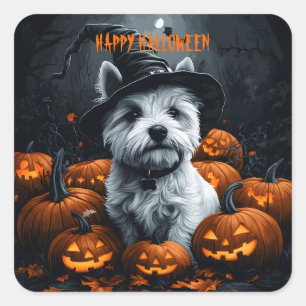 West Highland White Terrier Halloween Vierkante Sticker