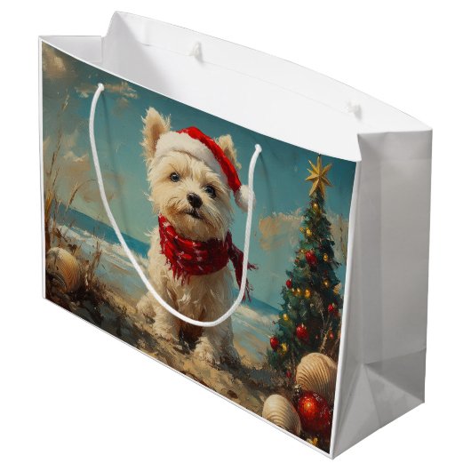 West Highland White Terrier Hond Kerststrand Groot Cadeauzakje (Achterkant Gekanteld)