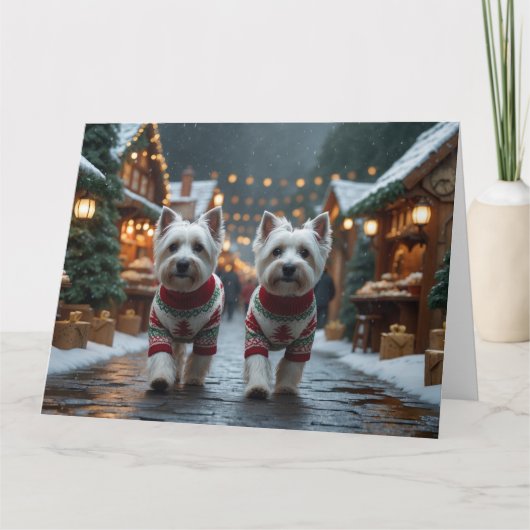 West Highland White Terrier Honden Kerst Sneeuw Kaart (Voorkant)