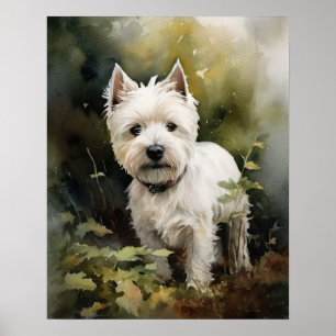 West Highland White Terrier Hondenkunst Print Post