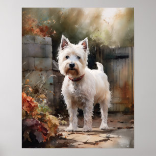 West Highland White Terrier Hondenkunst Print Post