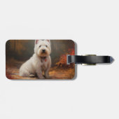 West Highland White Terrier in de herfst laat Herf Bagagelabel (Achterkant horizontaal)