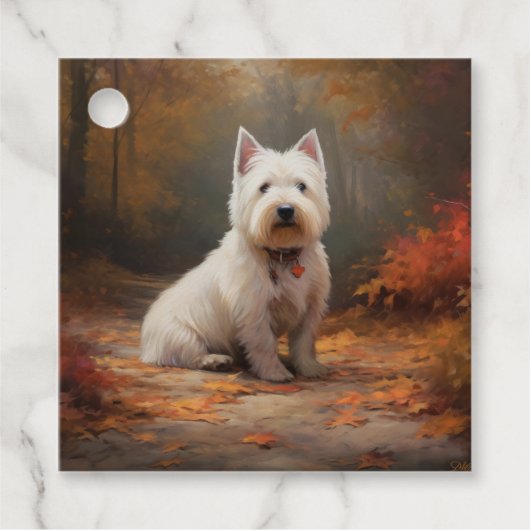 West Highland White Terrier in de herfst laat Herf Bedankjes Labels (Voorkant)