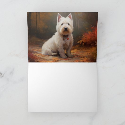 West Highland White Terrier in de herfst laat Herf Kaart (Binnen)