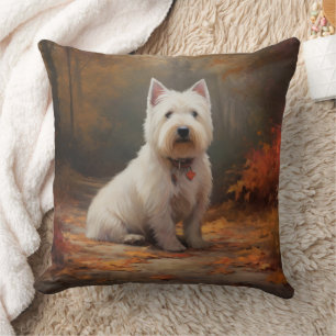 West Highland White Terrier in de herfst laat Herf Kussen