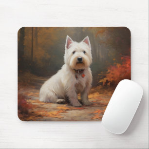 West Highland White Terrier in de herfst laat Herf Muismat