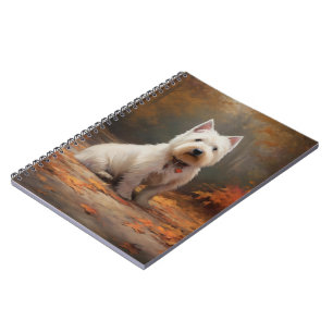 West Highland White Terrier in de herfst laat Herf Notitieboek