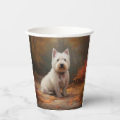 West Highland White Terrier in de herfst laat Herf Papieren Bekers (Voorkant)