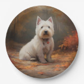 West Highland White Terrier in de herfst laat Herf Papieren Bordje (Voorkant)