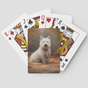 West Highland White Terrier in de herfst laat Herf Pokerkaarten