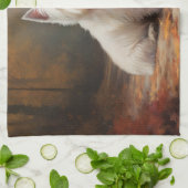 West Highland White Terrier in de herfst laat Herf Theedoek (Gevouwen)