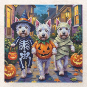West Highland White Terrier in Halloween-kostuums Glazen Onderzetter
