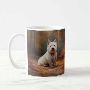 West Highland White Terrier in herfstbladeren val Koffiemok