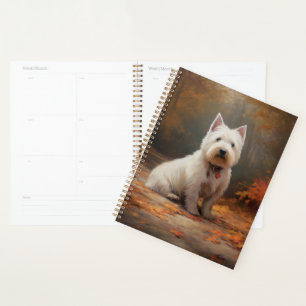 West Highland White Terrier in herfstbladeren val Planner