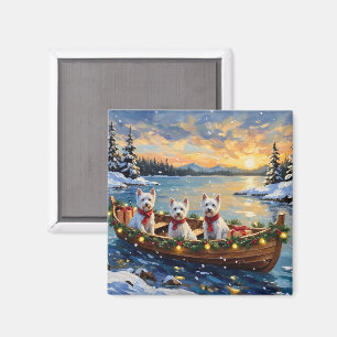 West Highland White Terrier Kerstboot Vakantie Magneet