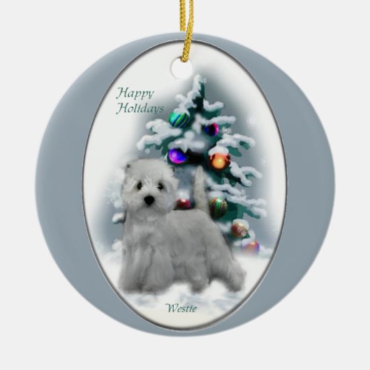 West Highland White Terrier-kerstcadeautjes Keramisch Ornament (Voorkant)