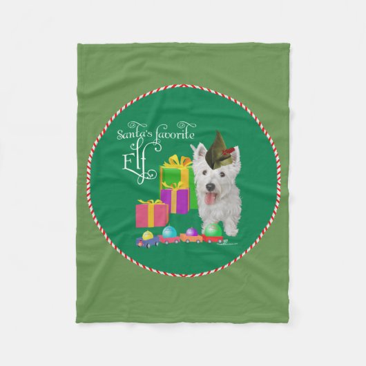 West Highland White Terrier Kerstmis Elf Fleece Deken (Voorkant)