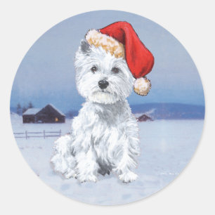 West Highland White Terrier Kerstmis Ronde Sticker