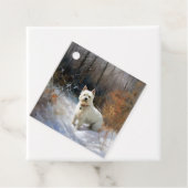 West Highland White Terrier laat het sneeuwen Kers Bedankjes Labels (In situ)