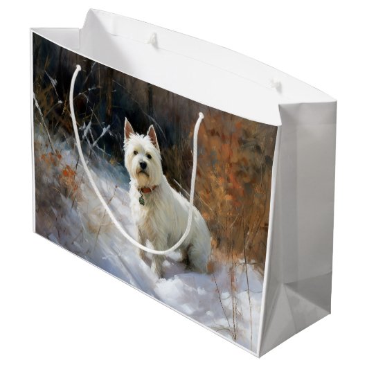West Highland White Terrier laat het sneeuwen Kers Groot Cadeauzakje (Achterkant Gekanteld)