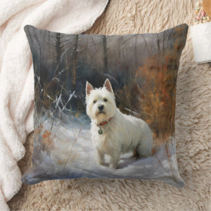West Highland White Terrier laat het sneeuwen Kers Kussen
