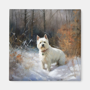 West Highland White Terrier Laat het Sneeuwen Kers Magneet